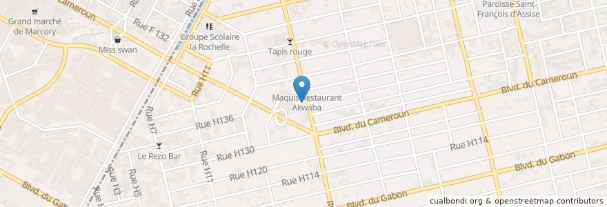 Mapa de ubicacion de Maquis bar Excel Plus en Côte D'Ivoire, Abidjan, Koumassi, Marcory.