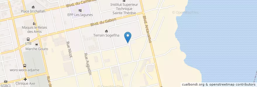 Mapa de ubicacion de Maquis-Restaurant en Côte D’Ivoire, Abidjan, Koumassi.
