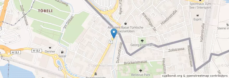 Mapa de ubicacion de Sendibad en Alemania, Baden-Wurtemberg, Bezirk Kreuzlingen, Kreuzlingen.