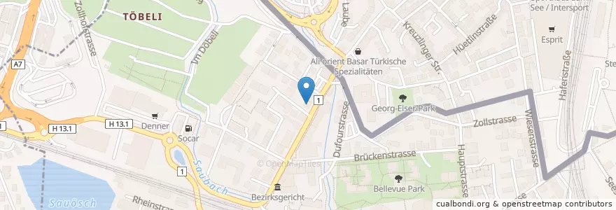 Mapa de ubicacion de Roxy Bar en Швейцария, Тургау, Bezirk Kreuzlingen, Kreuzlingen.