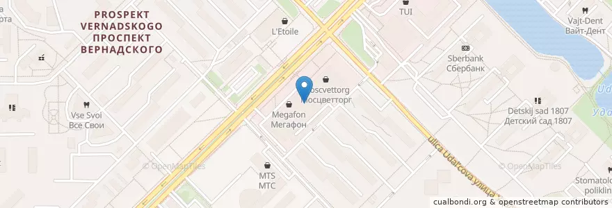 Mapa de ubicacion de Пицца Паоло en Russia, Distretto Federale Centrale, Москва, Западный Административный Округ, Район Проспект Вернадского.