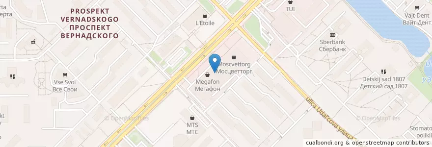 Mapa de ubicacion de Альфа-Банк en Rusia, Центральный Федеральный Округ, Москва, Западный Административный Округ, Район Проспект Вернадского.