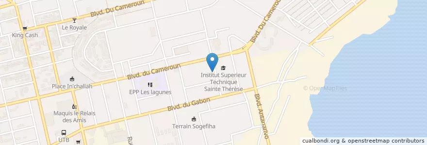 Mapa de ubicacion de Restaurant Kouadio en ساحل عاج, آبیجان, Koumassi.