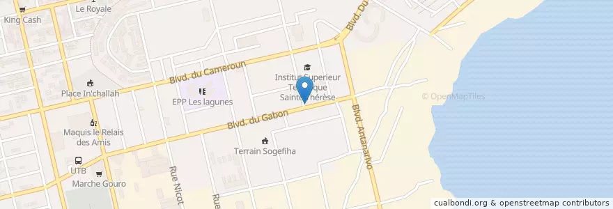Mapa de ubicacion de kiosque à café en Costa Do Marfim, Abidjan, Koumassi.