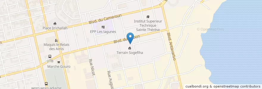 Mapa de ubicacion de kiosque à café en 科特迪瓦, 阿比让, Koumassi.