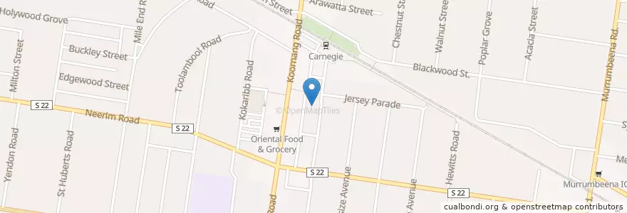 Mapa de ubicacion de Carnegie Library en Australie, Victoria, City Of Glen Eira.