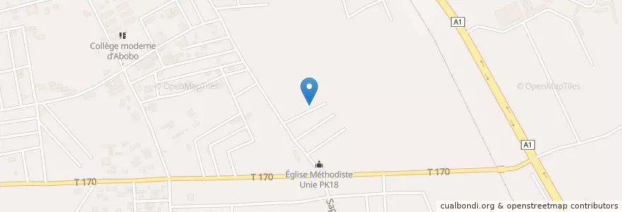 Mapa de ubicacion de Eglise Evangélique des Assemblées de Dieu Abobo PK 18 en Costa D'Avorio, Abidjan, Abobo.