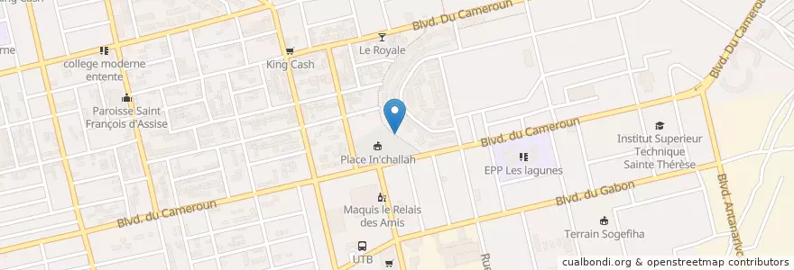 Mapa de ubicacion de Maquis Chez Toumi en Côte D’Ivoire, Abidjan, Koumassi.