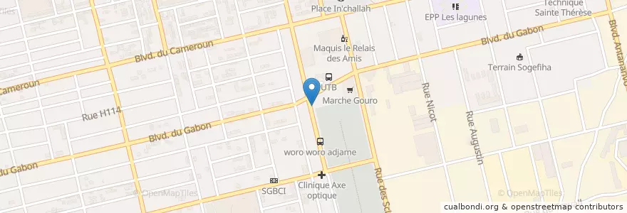 Mapa de ubicacion de Kiosque en Côte D’Ivoire, Abidjan, Koumassi.