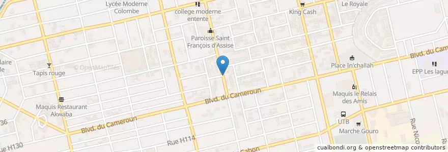 Mapa de ubicacion de Afribacom en Ivory Coast, Abidjan, Koumassi.