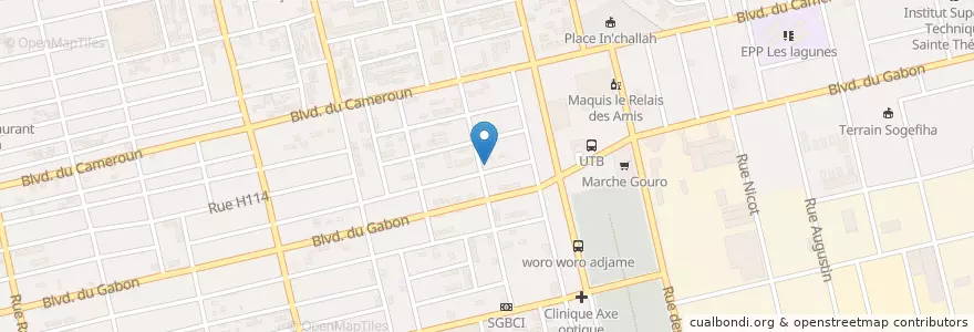 Mapa de ubicacion de Restaurant Grace à Dieu en Côte D’Ivoire, Abidjan, Koumassi.