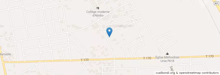 Mapa de ubicacion de Bistrot en Ivory Coast, Abidjan, Abobo.