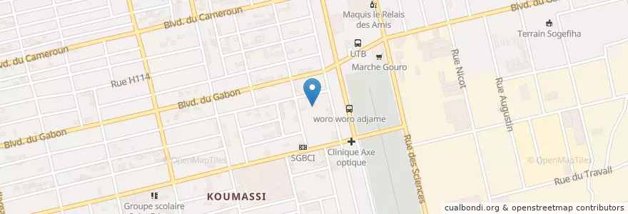 Mapa de ubicacion de Kiosque en Côte D’Ivoire, Abidjan, Koumassi.