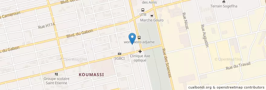 Mapa de ubicacion de Kiosque en Кот-Д’Ивуар, Абиджан, Koumassi.