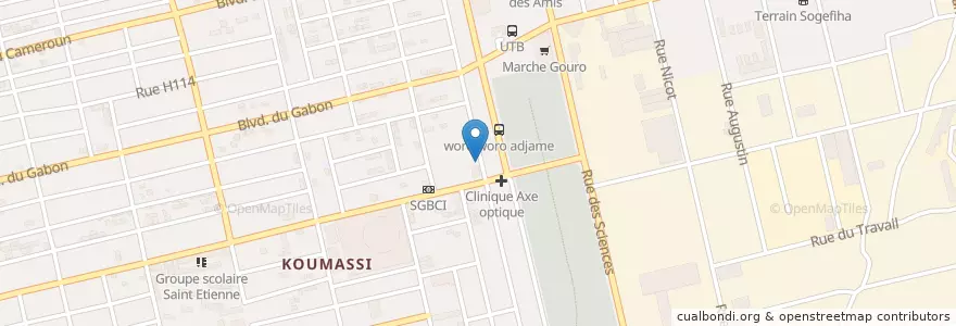 Mapa de ubicacion de WC Public en ساحل عاج, آبیجان, Koumassi.