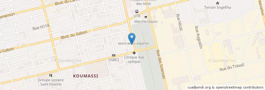 Mapa de ubicacion de Kiosque en Côte D'Ivoire, Abidjan, Koumassi.