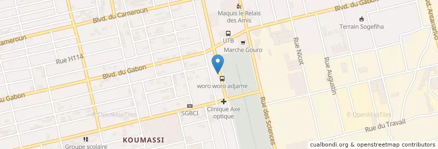 Mapa de ubicacion de Lavage Auto en Costa Do Marfim, Abidjan, Koumassi.