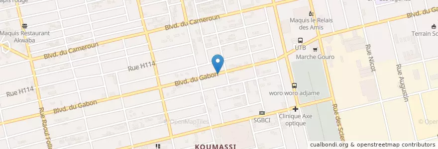 Mapa de ubicacion de Cyber cafe en Ivory Coast, Abidjan, Koumassi.