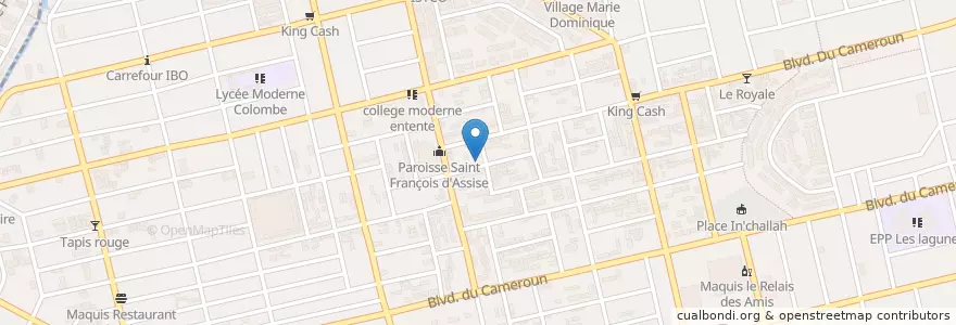 Mapa de ubicacion de Restaurant placali en ساحل عاج, آبیجان, Koumassi.