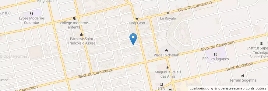 Mapa de ubicacion de Place des chefs en Côte D’Ivoire, Abidjan, Koumassi.