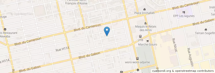 Mapa de ubicacion de Bistro en 科特迪瓦, 阿比让, Koumassi.