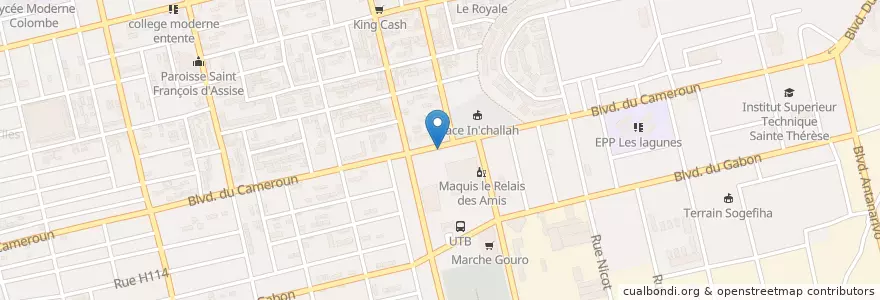 Mapa de ubicacion de Kiosque café en Côte D'Ivoire, Abidjan, Koumassi.