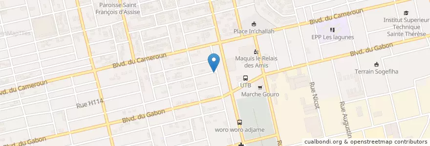 Mapa de ubicacion de Bar Vip Le Marvy's en Côte D’Ivoire, Abidjan, Koumassi.