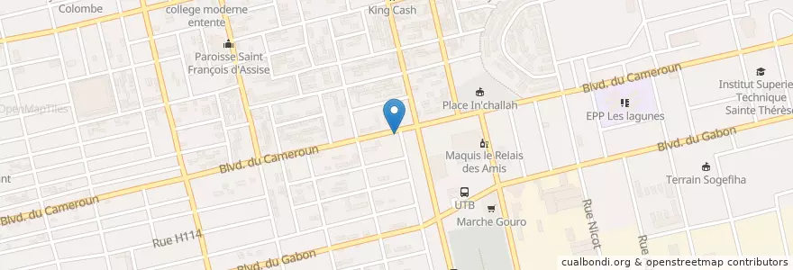Mapa de ubicacion de Café Aboki en Ivoorkust, Abidjan, Koumassi.