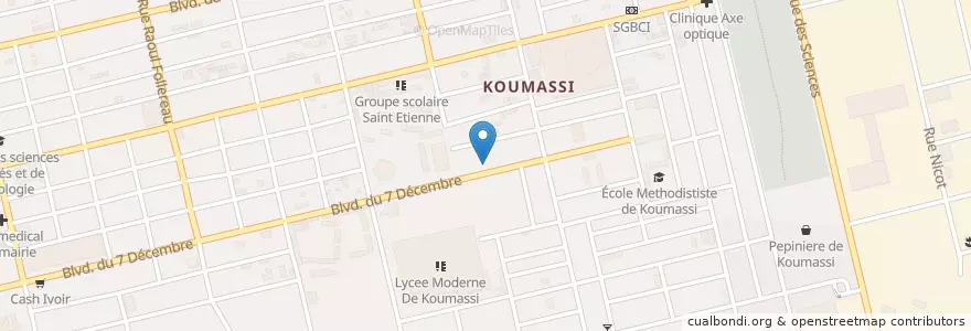 Mapa de ubicacion de Clinique Privée Bouakally en Côte D’Ivoire, Abidjan, Koumassi.