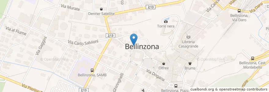 Mapa de ubicacion de Centro di documentazione del Servizio di promozione e di valutazione sanitaria en Suiza, Tesino, Distretto Di Bellinzona, Circolo Di Bellinzona, Bellinzona.