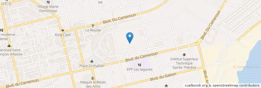 Mapa de ubicacion de Eglise Medra en Côte D’Ivoire, Abidjan, Koumassi.