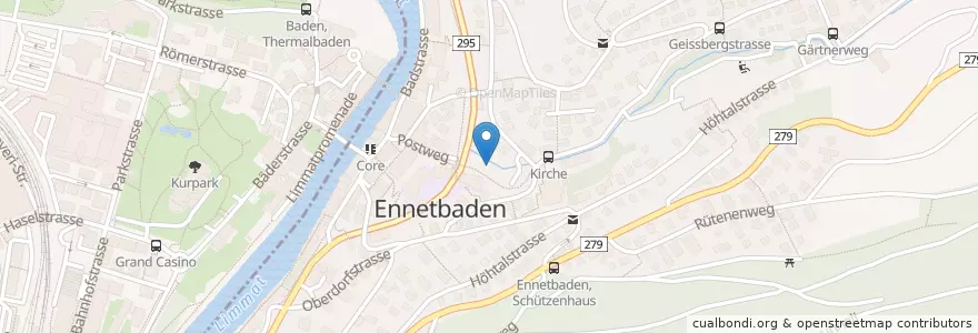 Mapa de ubicacion de Dieter Gerber en Svizzera, Argovia, Bezirk Baden, Ennetbaden.