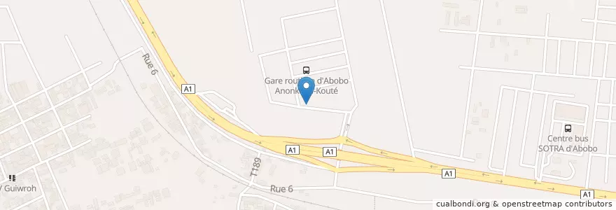 Mapa de ubicacion de Café Express en Côte D’Ivoire, Abidjan, Abobo.