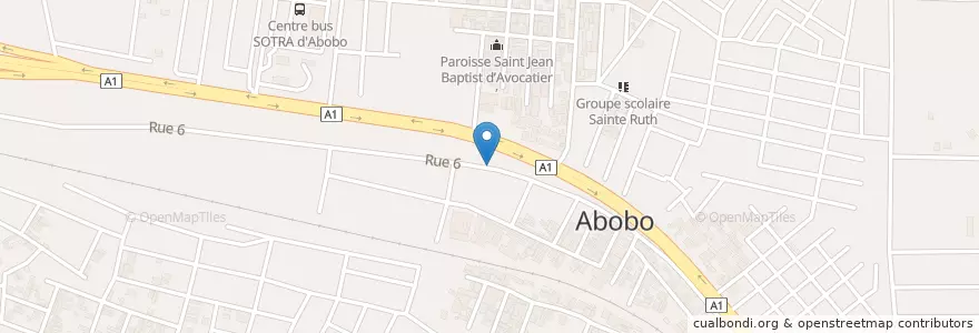Mapa de ubicacion de Restaurant en Ivoorkust, Abidjan, Abobo.