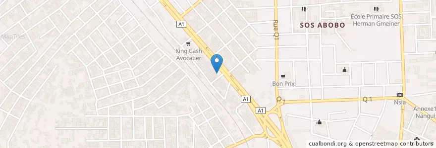 Mapa de ubicacion de Mobil Money en Costa D'Avorio, Abidjan, Abobo.