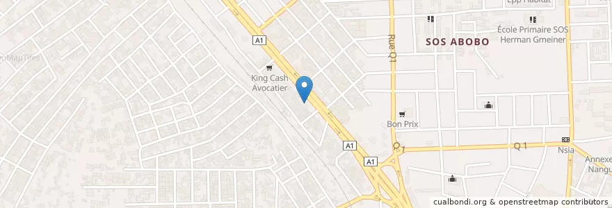Mapa de ubicacion de Café Express en コートジボワール, アビジャン, Abobo.