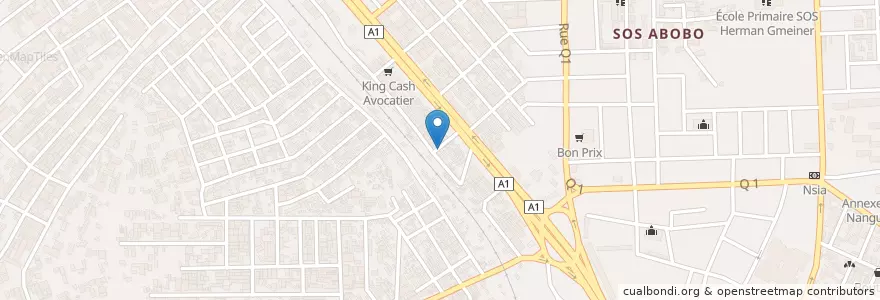 Mapa de ubicacion de Restaurant en コートジボワール, アビジャン, Abobo.