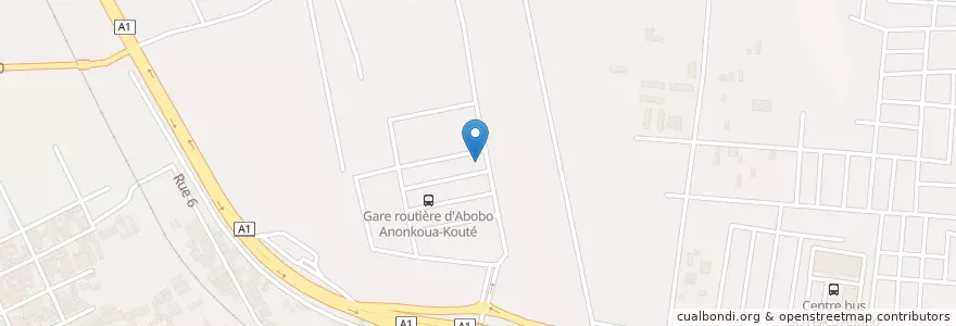 Mapa de ubicacion de Kiosque en Ivory Coast, Abidjan, Abobo.