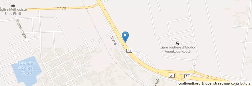 Mapa de ubicacion de ONG Centre de Santé Salem en コートジボワール, アビジャン, Abobo.