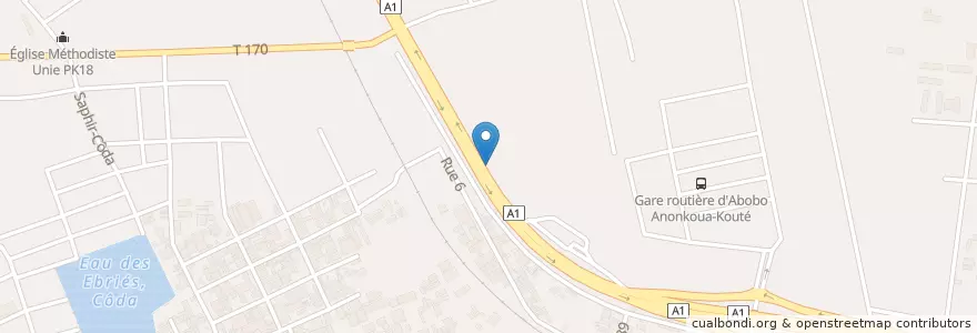 Mapa de ubicacion de Lavage auto en Кот-Д’Ивуар, Абиджан, Abobo.