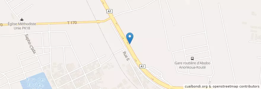 Mapa de ubicacion de Kiosque à café express en Кот-Д’Ивуар, Абиджан, Abobo.
