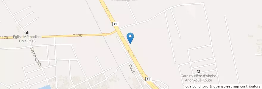 Mapa de ubicacion de maquis restaurant espace marahoue en Кот-Д’Ивуар, Абиджан, Abobo.