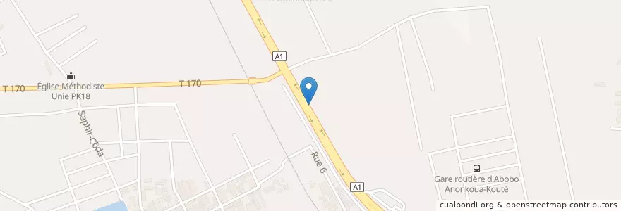 Mapa de ubicacion de Kiosque expresse en 코트디부아르, 아비장, Abobo.