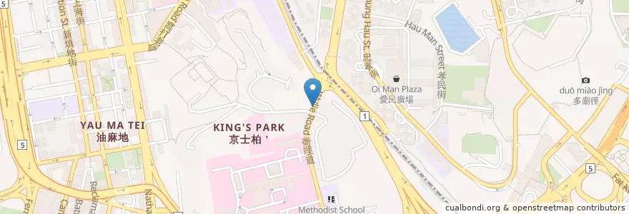 Mapa de ubicacion de Parc Palais Taxi Stand en Çin, Guangdong, Hong Kong, Kowloon, Yeni Bölgeler, 油尖旺區 Yau Tsim Mong District.