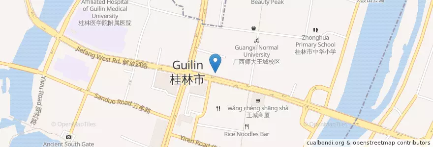 Mapa de ubicacion de 中国银行 en China, Quancim, 桂林市, 秀峰区.