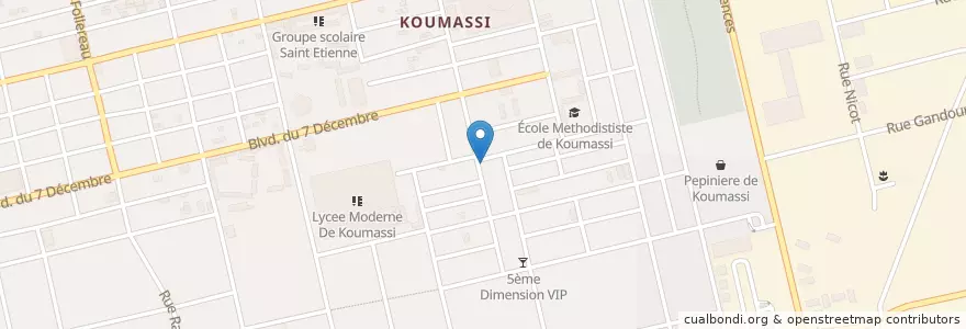 Mapa de ubicacion de Pharmacie Gaudo en Кот-Д’Ивуар, Абиджан, Koumassi.
