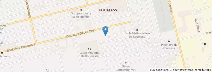 Mapa de ubicacion de Mosquée Moussa Koné en Costa D'Avorio, Abidjan, Koumassi.