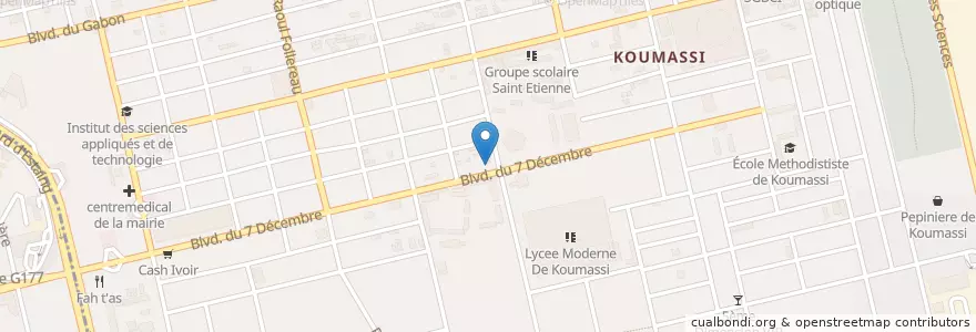 Mapa de ubicacion de Pharmacie ANIEL en Côte D’Ivoire, Abidjan, Koumassi.