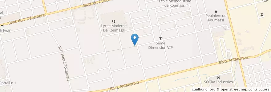 Mapa de ubicacion de Maquis Mouvement Ecriture en Côte D’Ivoire, Abidjan, Koumassi.