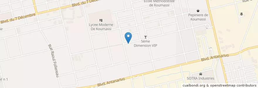 Mapa de ubicacion de Cafetariat en Ivoorkust, Abidjan, Koumassi.